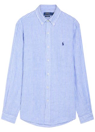 Polo Ralph Lauren Logo-embroidered Striped Linen Shirt - Blue - Xxl
