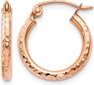 Diamond2Deal 14k Gold Diamond-cut 2mm Round Tube Hoop Earrings
