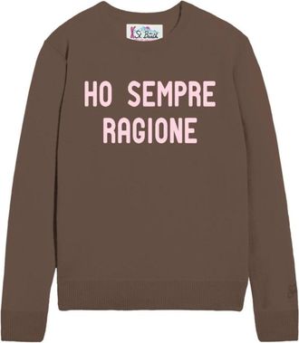 MC2 Saint Barth New Queen Sweatshirt - Dames - Ronde hals truien - Bruin - S - Wol - Truien & Vesten