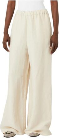Max Mara Broeken, Dames, Beige, M, Linnen, Mxmoro Wijde Broek