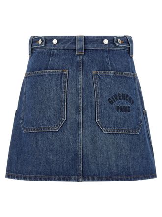 Givenchy Cargo-Pocket Denim Skirt - Blue