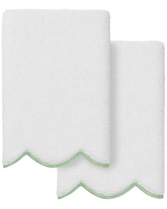 Linum Home Textiles 100% Turkish Cotton Adornia Scallop 2Pc Fingertip Towel Set