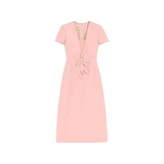 Valentino Embroidered Crepe Couture Dress - female - Valentino - Midi Dresses - Pink - L - Dresses