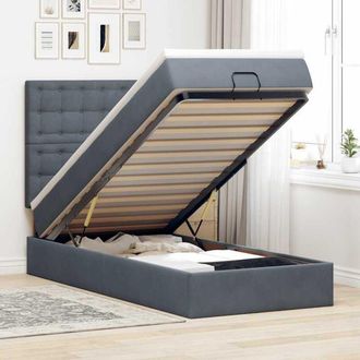 vidaXL Estructura Cama Otomana Colchones Gris Oscuro 90x190cm Vidaxl