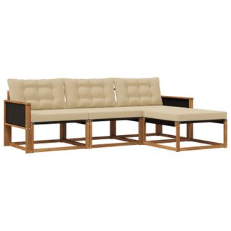 vidaXL Conjunto De Sof&aacute;s De Exterior Con Coj&iacute;n 4 Pcs Natural Y Beige Vidaxl