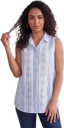Roaman's Kate Sleeveless Shirt in French Blue White Stripe at Nordstrom, Size 42