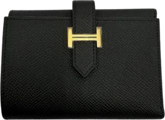 Herm&egrave;s Pre-owned Bearn Compact Epsom Portemonnee - Dames - Vintage Accessoires - Zwart - ONE Size - Leer - Vintage