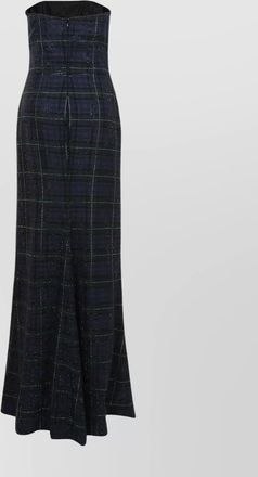 Ralph Lauren checkered embellished strapless gown