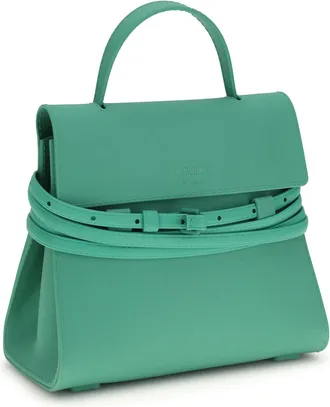Moschino Womens Small Tie Me Handbag Verde Silicon Handbags Hand Bags