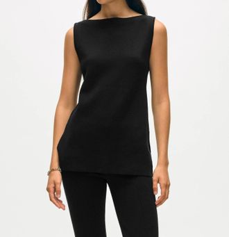 White + Warren Superfine Organic Cotton Tunic Top In Black