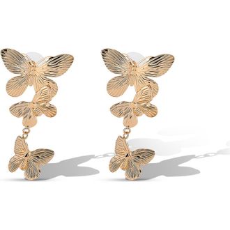 Jessica Simpson JS Jessica Simpson Cluster Butterfly Drop Earrings in Gold-Tone at Nordstrom