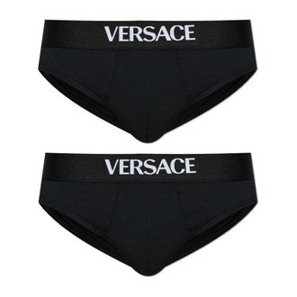 Versace Bottoms, male, Black, Size: 2XL 2-pack of cotton briefs