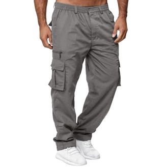 Generic Mens Cargo Trousers Combat Work Casual Jogger Tracksuit Bottoms Drawstring Waist Pants with Pockets Comfy