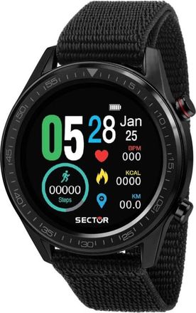 Sector S-02 Smart Digitaal Zwart Band Horloge - Heren - Horloges - Zwart - ONE Size - Nylon - Accessoires