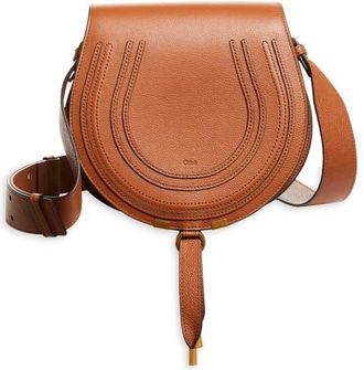 Chlo&eacute; Large Marcie Leather Crossbody Bag in 25M Tan at Nordstrom