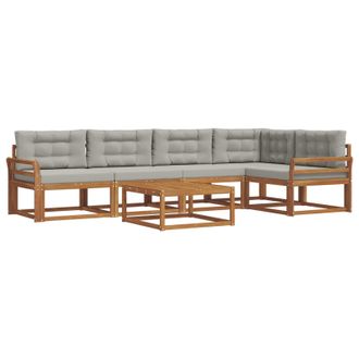 vidaXL Conjunto De Sof&aacute;s De Exterior 6 Pcs Natural Y Gris Claro Vidaxl