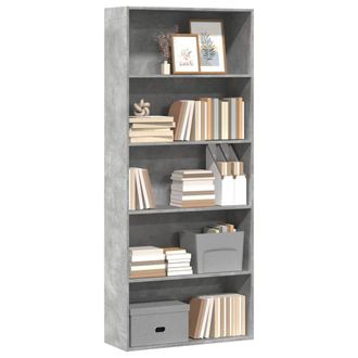 Berkfield Home Classic Book Cabinet Concrete Grey 80x30x189 cm Engineered Wood | Size: 80 x 30 x 189 cm