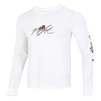 Nike Mens Nike Sleeve Side Flowers Logo Printing Round Neck Long Sleeves White DQ7387-100