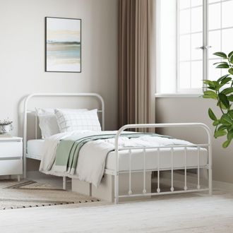 vidaXL Estructura Cama Sin Colch&oacute;n Con Estribo Metal Blanco 107x203 Cm Vidaxl