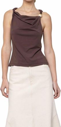 Esth&eacute; Womens Asymmetric Bead Trim Top In Brown