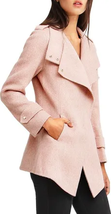 Belle & Bloom Bad Girl Wool Blend Moto Coat in Blush at Nordstrom, Size X-Large