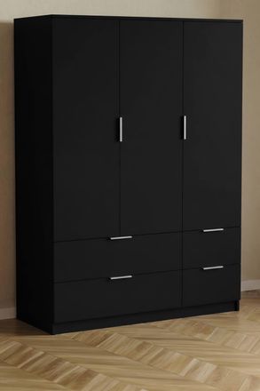 Home Discount Vida Designs Trega 3 Door 4 Drawer Wardrobe Space-saving Storage in Black