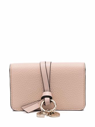 Chlo&eacute; logo-charm leather wallet - women - Cotton/Calf Leather/Calf Leather/Polyester - One Size - Neutrals
