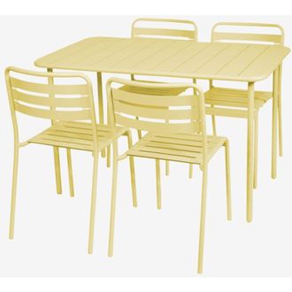 Sweeek Set tavolo da giardino in metallo, 4 sedie