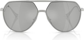 Ferrari 59mm Polarized Pilot Sunglasses in Matte Silver /Silver Mirror at Nordstrom