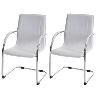 Hhg Hhg - Nunca Usado] Lote De 2 Sillones De Conferencia Samara, Sill&oacute;n De Visita Basculante, Blanco