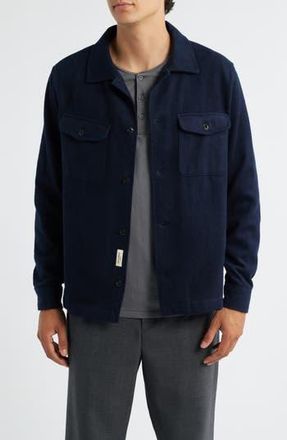 Merz b. Schwanen Organic Cotton Flannel Button-Up Shirt Jacket in Night Blue at Nordstrom Rack, Size Xx-Large