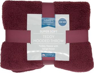 Lewis's Womens Lewiss Sherpa Fleece Lined Hooded Throw - Burgandy | TJ Hughes