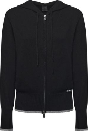 Pinko Pinko, Hoodies & sweatvesten, Dames, Zwart, S, Wol, Hoodie met ritssluiting