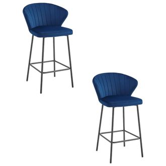 OEM Taburete Gatta - Terciopelo Azul Marino / Patas Negras X 2