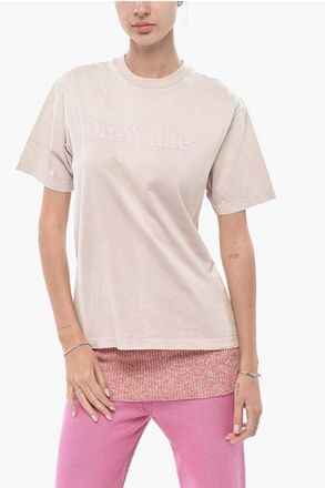 Off-white Crewneck T-Shirt LAUNDRY with Raised Print size Xs