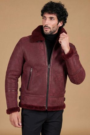 D'Arienzo Montone bordeaux Shearling biker uomo collo camicia con fibbia DArienzo, Seleziona Taglia 46, Colore Vinaccio