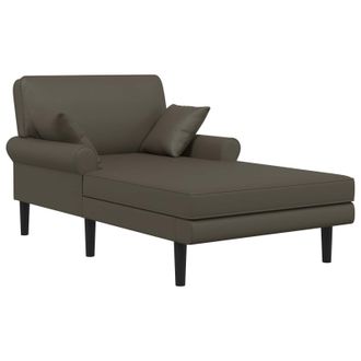 vidaXL Chaise Longue Gris Cuero Sint&eacute;tico Vidaxl