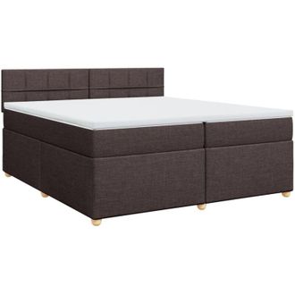 vidaXL Vidaxl - Cama Box Spring Con Colch&oacute;n Tela Marr&oacute;n Oscuro 200x200 Cm
