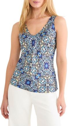 Nic+Zoe Filigree Tile Tank in Blue Multi at Nordstrom, Size Xx-Large