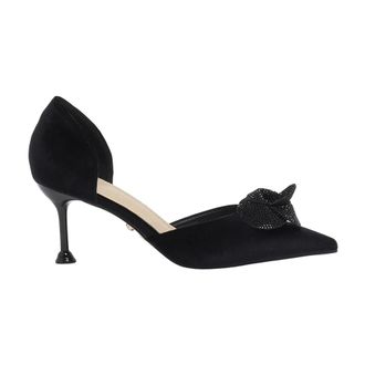 Twentyfourhaitch Schoenen, Dames, Zwart, 37 EU, D&eacute;collet&eacute; in velluto Strass Punta affusolata