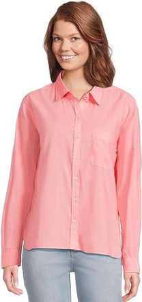 Lilla P Relaxed Long Sleeve Button Down Womens Clothing Shell : MD, Cotton