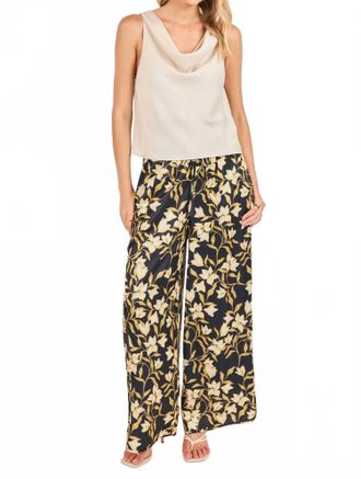 Sadie & Sage Gala Satin Pull On Pants In Black & Gold