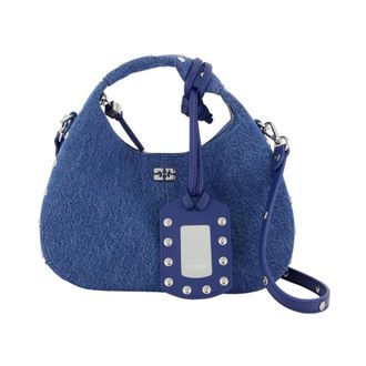 Ganni Mini Hobo Bag with Studs - female - Ganni - Handbags - Blue - ONE SIZE - Bags