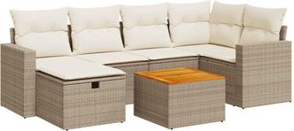 vidaXL Vidaxl - Set Sof&aacute;s De Jard&iacute;n 7 Piezas Y Cojines Rat&aacute;n Sint&eacute;tico Beige