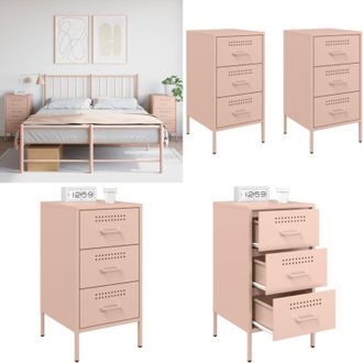 vidaXL Comodini 2 pz Rosa 36x39x68 cm in Acciaio - Credenze industriali - Comodini rosa