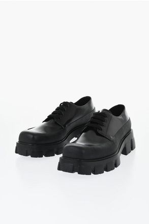Prada Leather Derby with Squared Toe and Lug Sole size 43