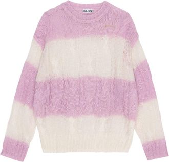 Ganni striped cable-knit jumper - women - Nylon/Mohair/Merino - XXL/3XL - Pink
