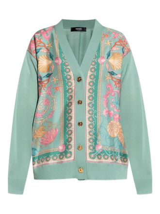 Versace embroidered cardigan - women - Silk/Virgin Wool - 40 - Green