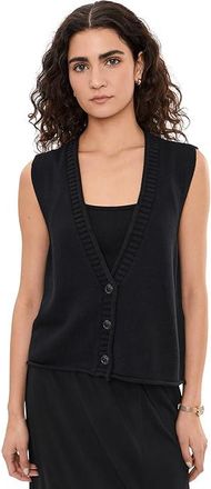 Eileen Fisher Peruvian Cotton Blend V-Neck Vest Womens Vest Black : MD, Cotton/Tencel