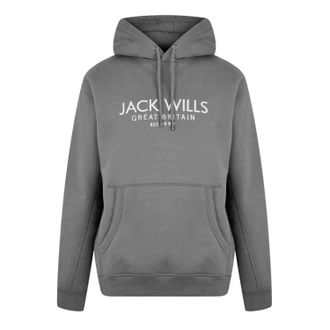 Jack Wills Heren Batsford Logo Hoodie (Leisteen)